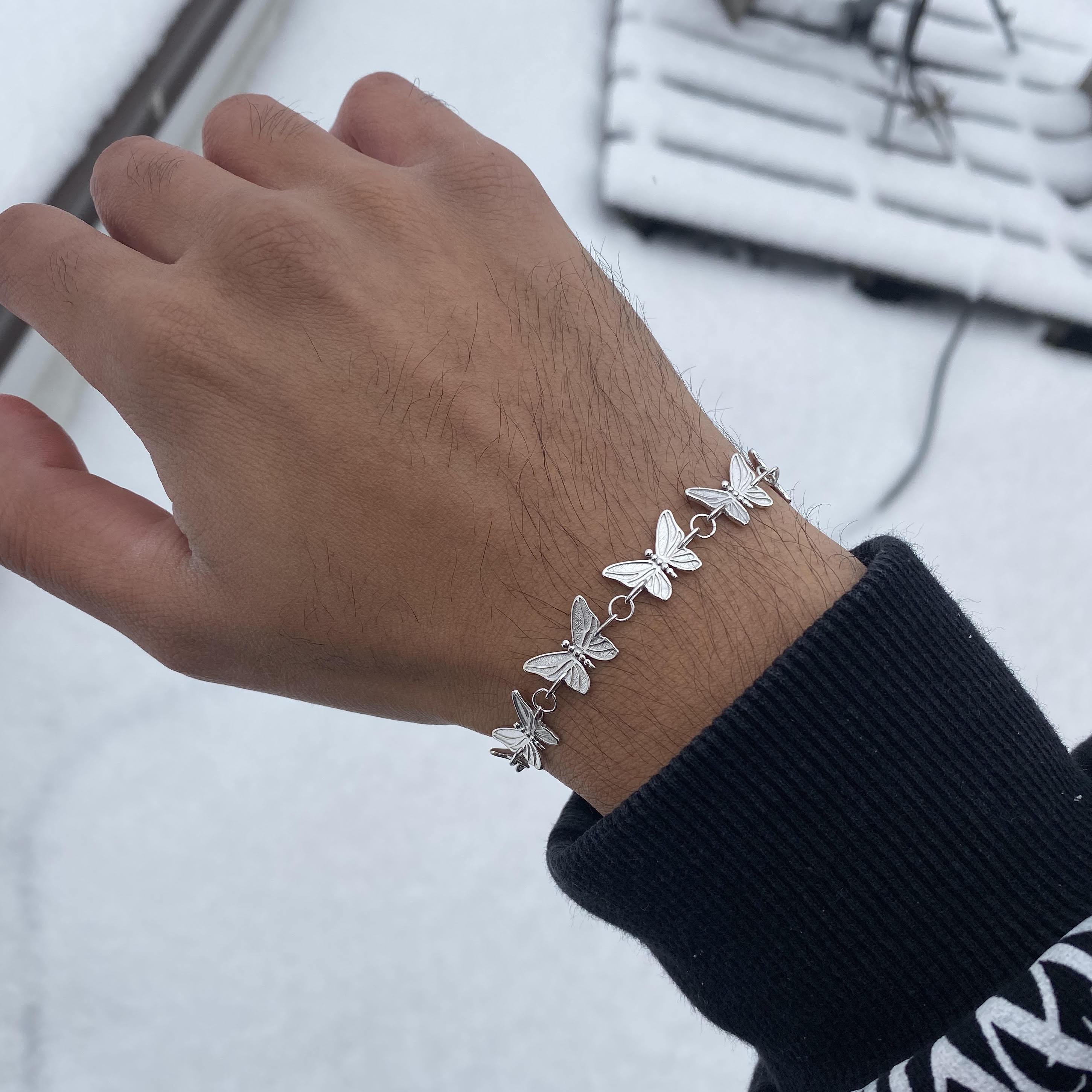 HJ SOLID SILVER ADJUSTABLE BUTTERFLY 